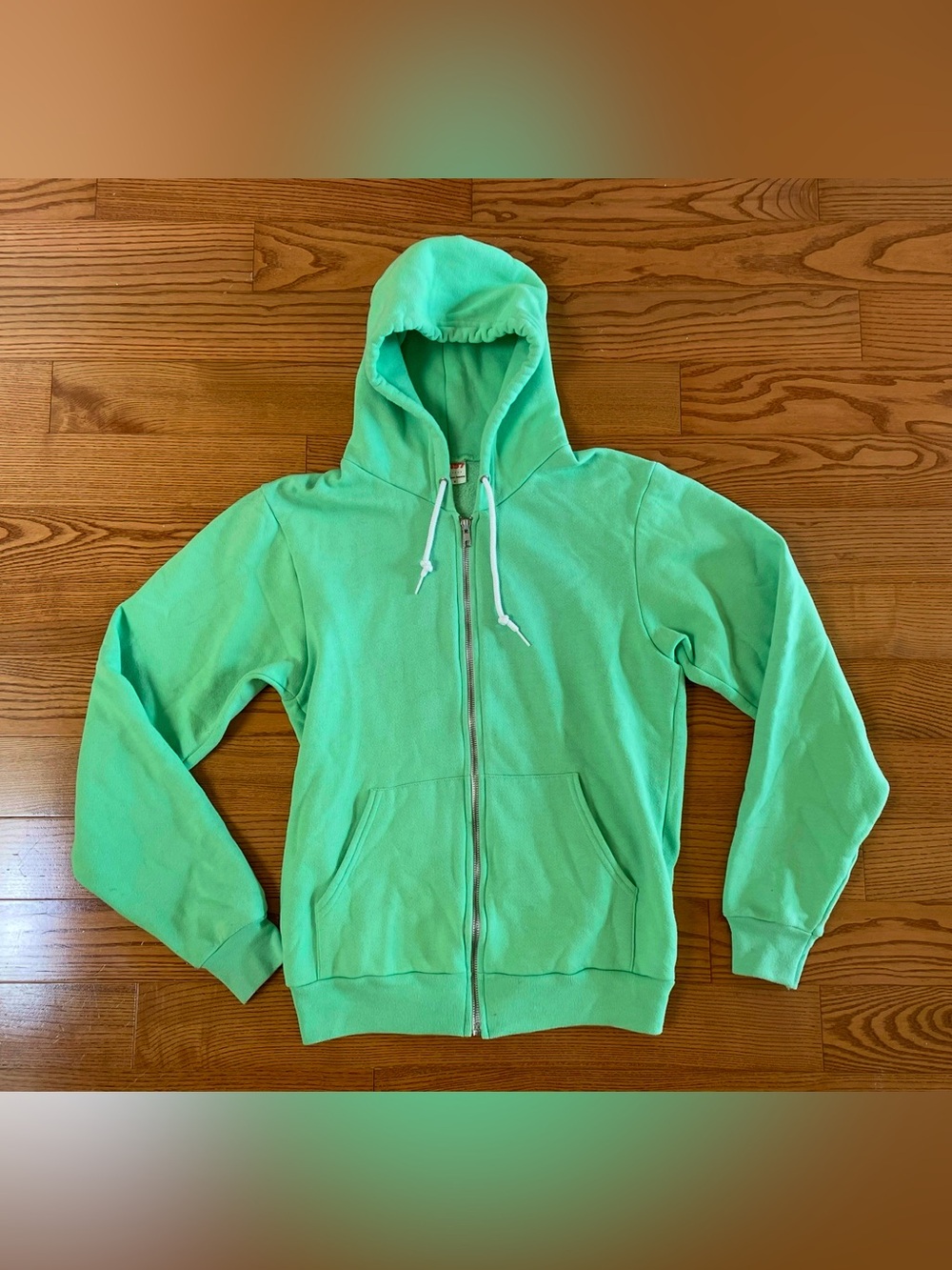 American Apparel NEON Green Zip-Up Hoodie